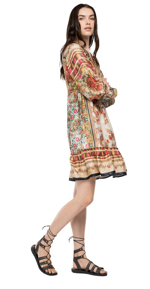 Vestido Medio Para Mujer All Over Printed Vi Replay 48608