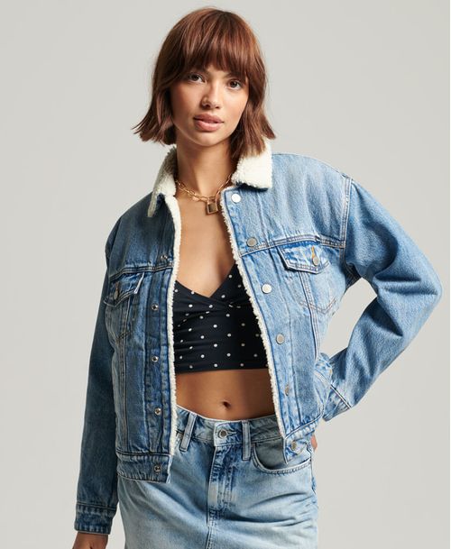 Chaqueta Denim Para Mujer Boyfriend Sherpa Superdry 52081
