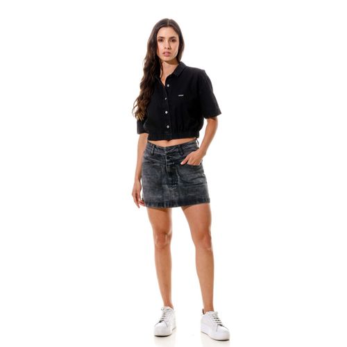 Camisa Manga Corta Denim Para Mujer Ailé Girbaud