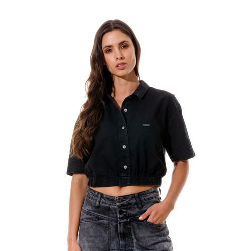 Camisa Manga Corta Denim Para Mujer Ailé Girbaud