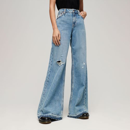 Jean Stretch Para Mujer Raw Hem Wide Leg Flare Superdry